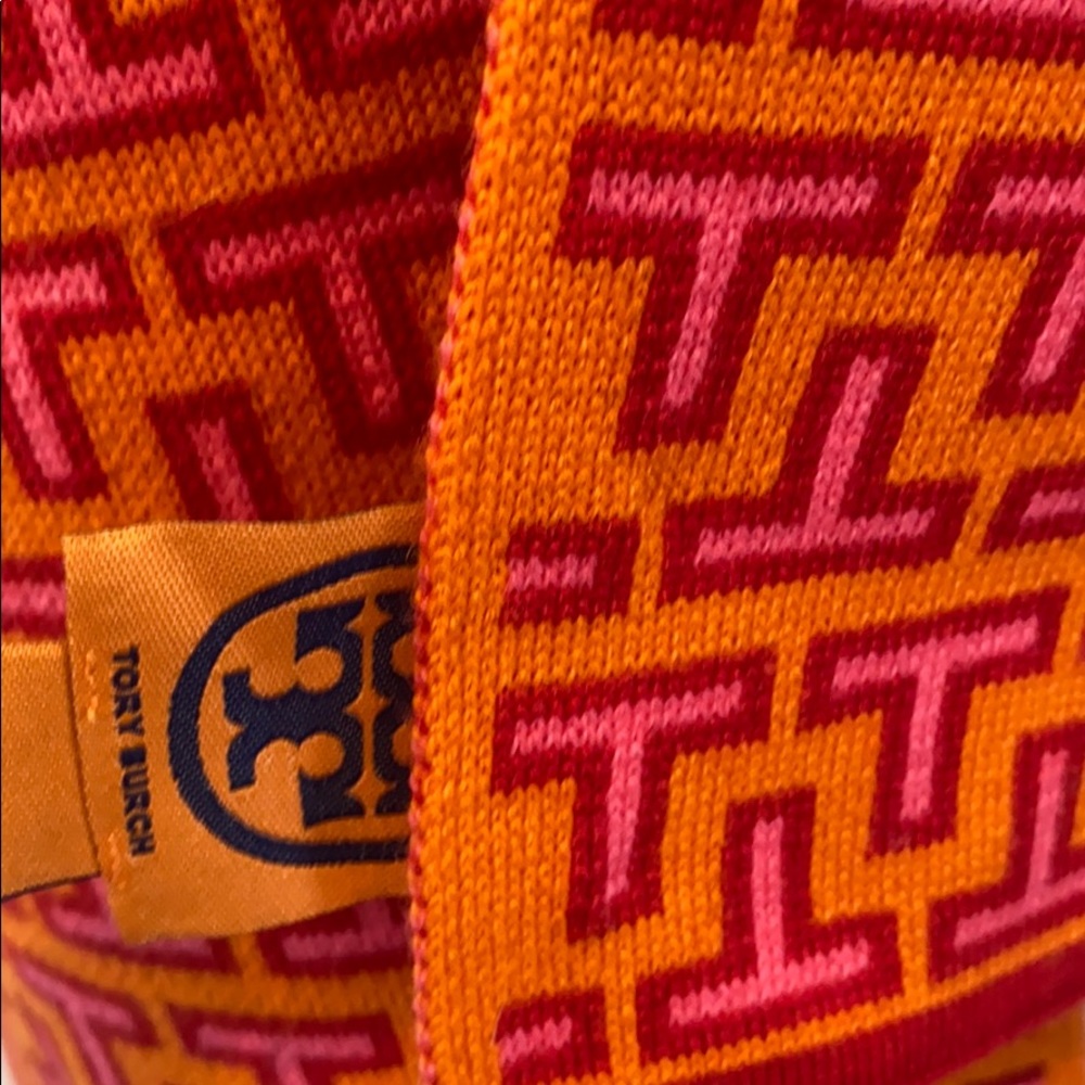 Orange and pink Tory Burch scarf - Picture 5 of 5